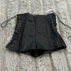 Black Lace-Up Women's Shorts